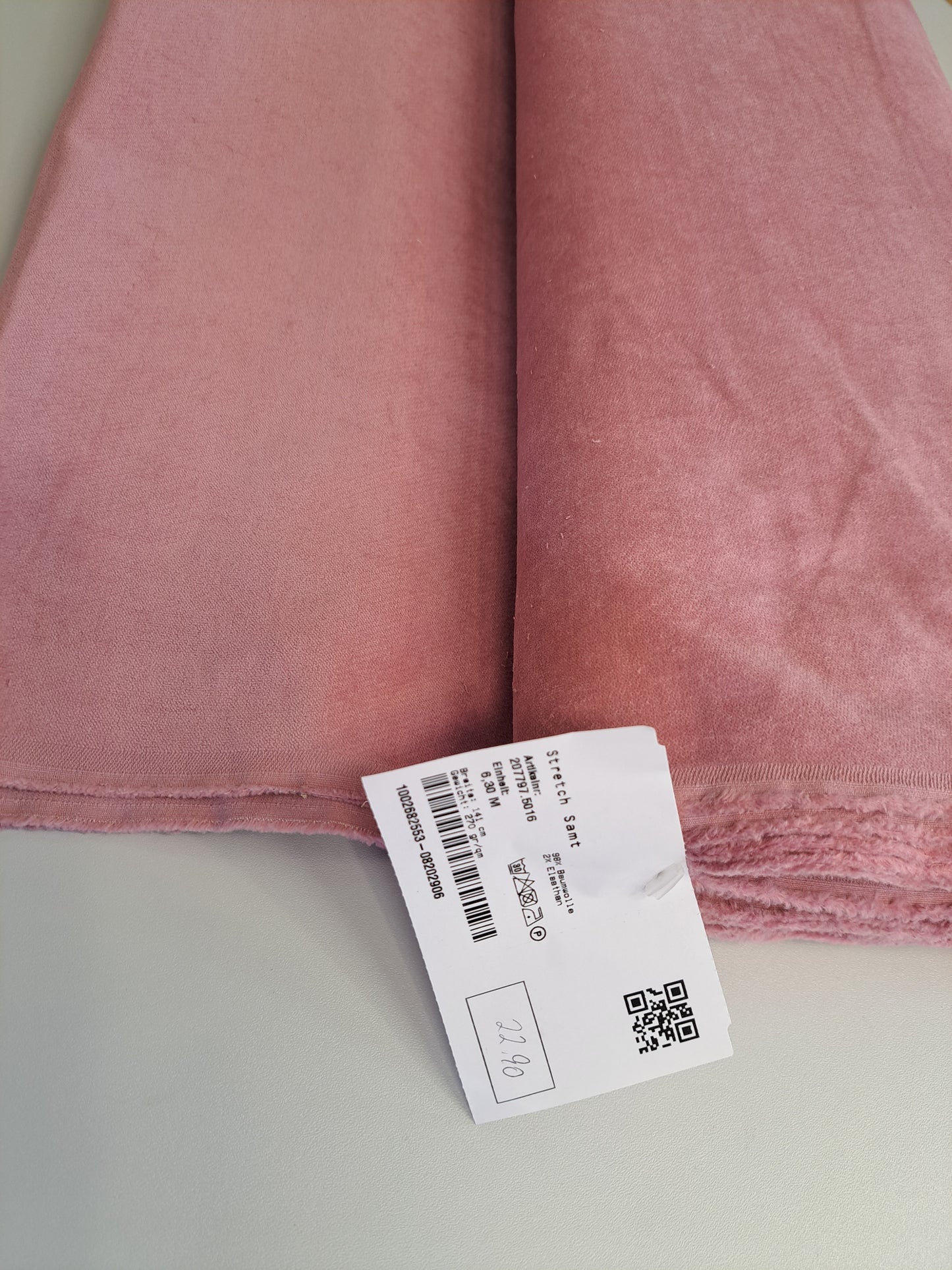 Stretch Samt in Altrosa