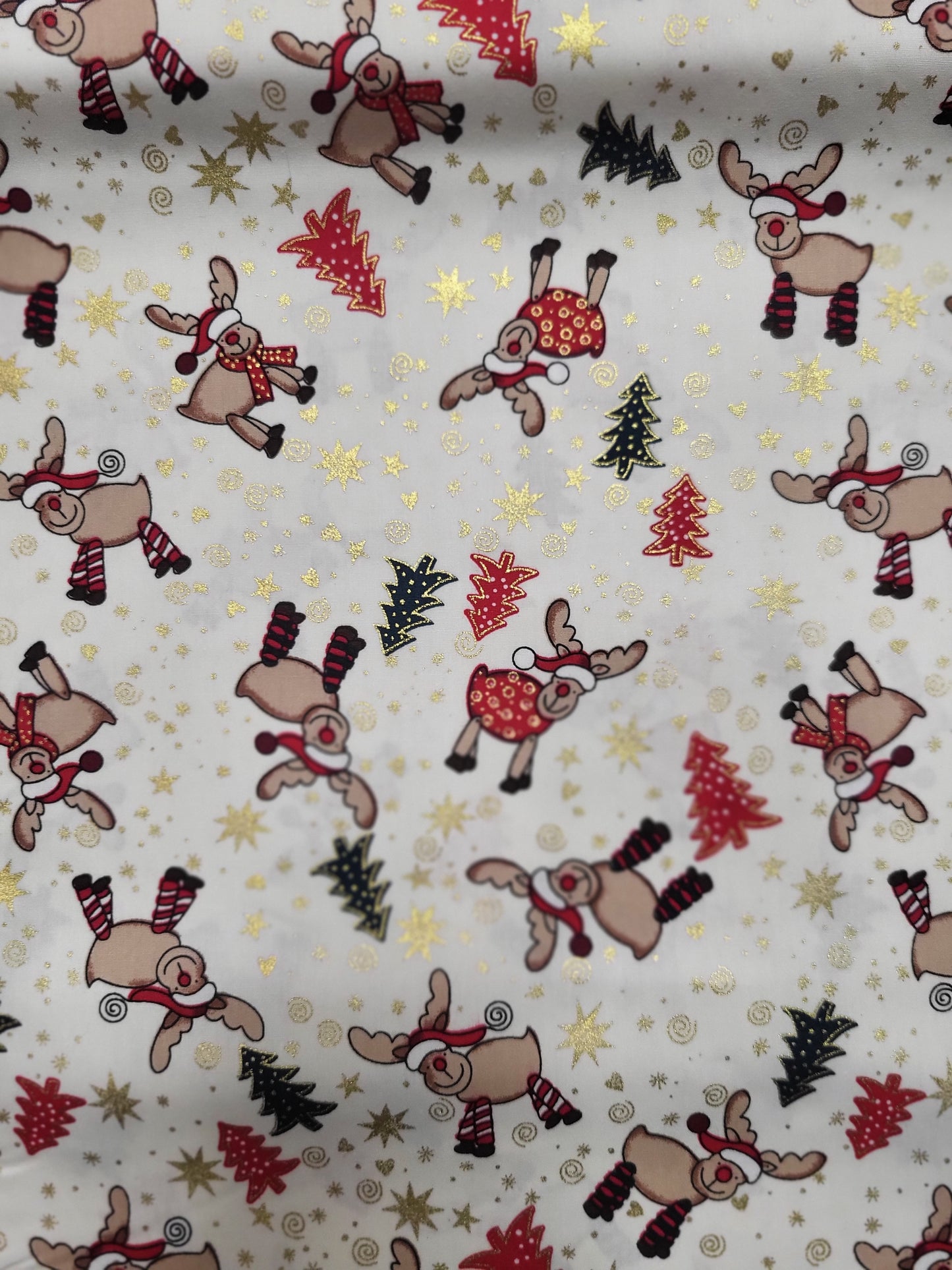 Baumwolle-Stoff-Rudolf/Rentiere