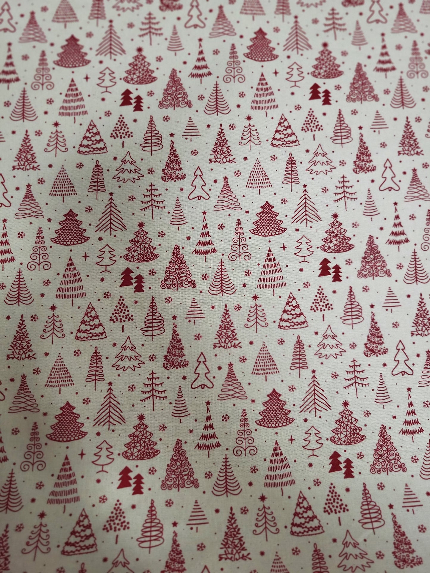 WEIHNACHTSSTOFF Baumwolle Beige /rot