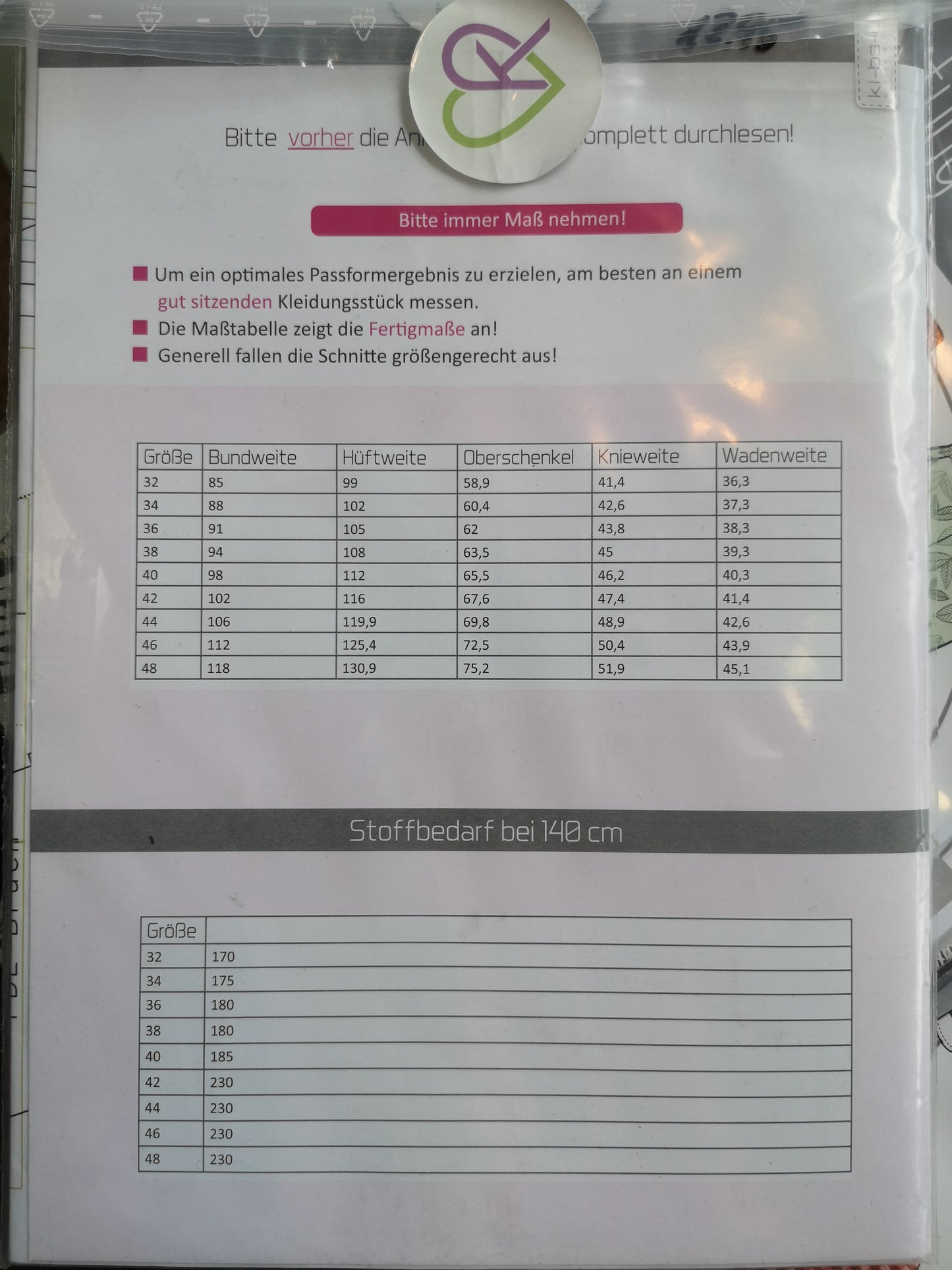 Schnittmuster KIBADOO Cargo Hose