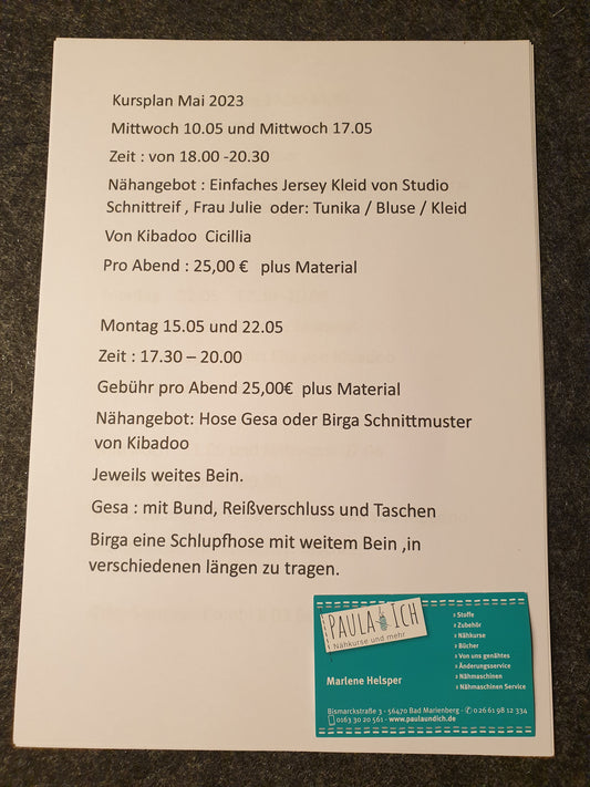 Neues Kursprogramm  Mai