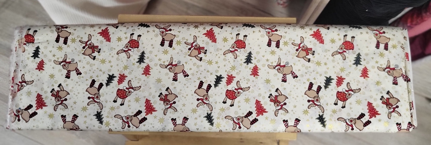 Baumwolle-Stoff-Rudolf/Rentiere