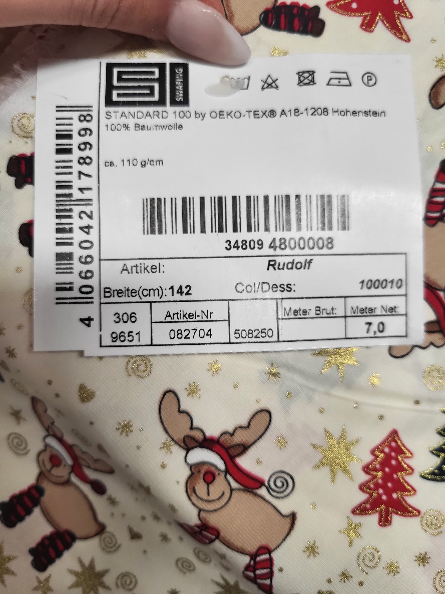 Baumwolle-Stoff-Rudolf/Rentiere